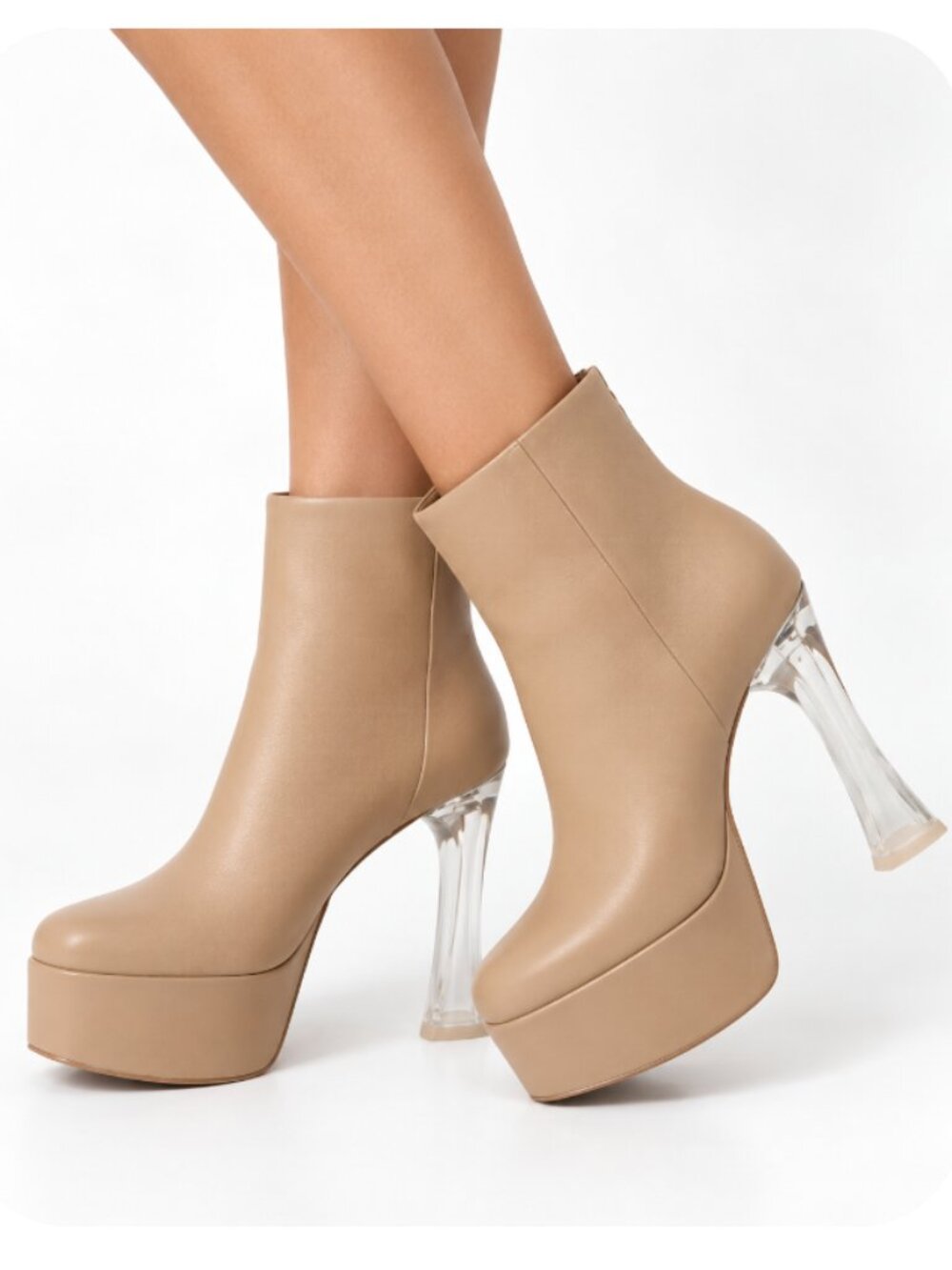 Black Suede Studio Ankle Boots Nude 5” Heel Acrylic EU 38 / US 8 /1.5” Platform